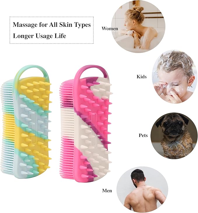 2 PC Silicone Body Scrubber, 2 in 1 Exfoliating Shower Bath Scrubber, Soft - Image 5