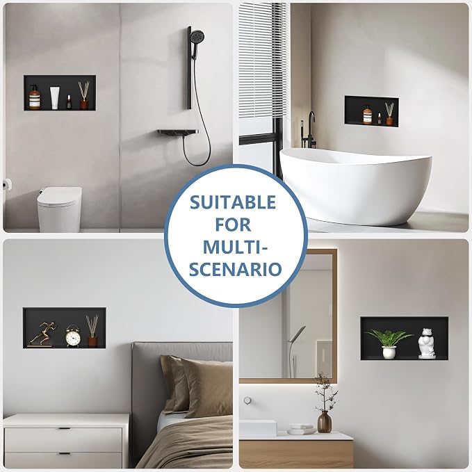 Homevacious 24" X 12" X 4" Stainless Steel Shower Niche No Tile Needed Matte - Image 7