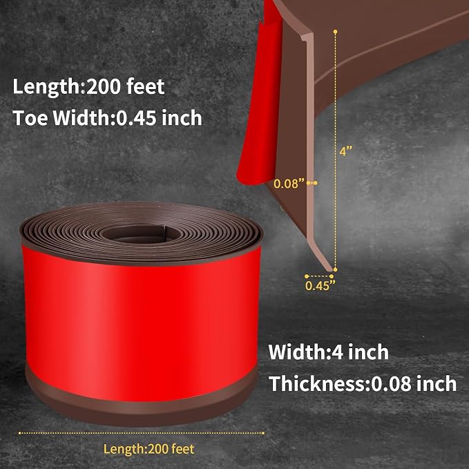 Flexible Baseboard Molding Trim 4 Inch Self-Adhesive Vinyl Wall Base Peel and - Image 2