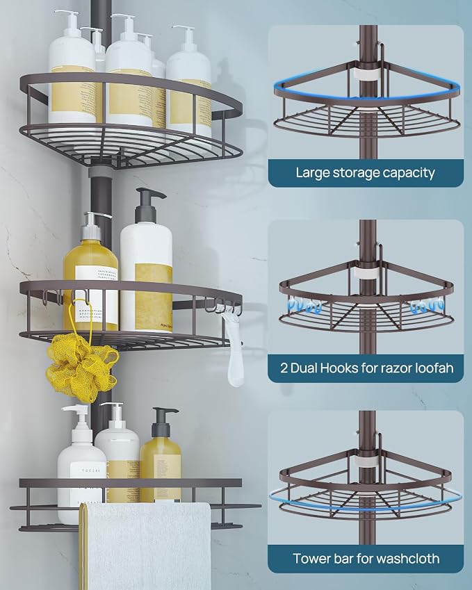 SEIRIONE Rustproof Shower Corner Caddy Organizer - Image 6