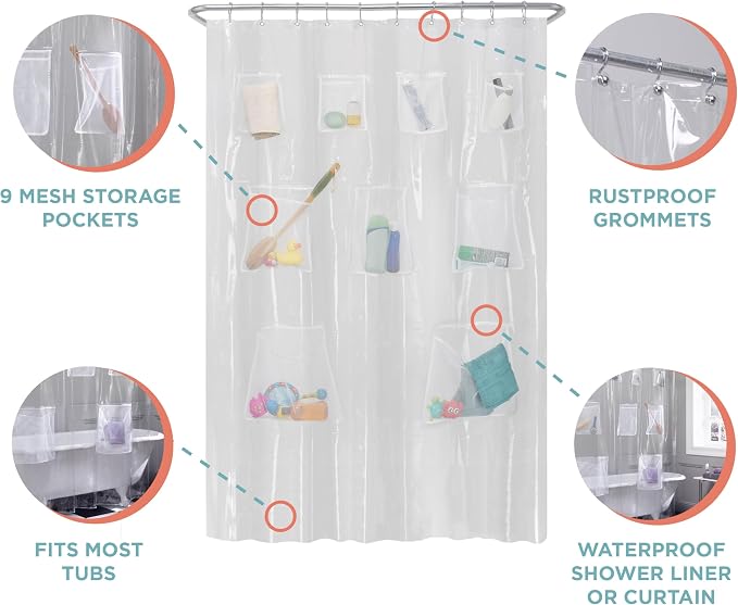 Zenna Home Waterproof Shower Curtain Liner - Image 3