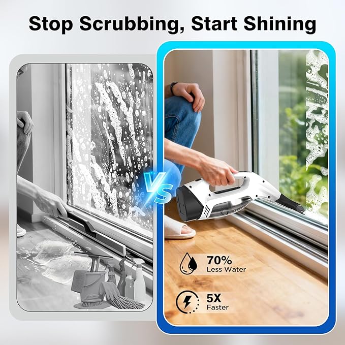 Window Vacuum Squeegee Cordless, 2000Pa Electric Window Cleaner Tool - Image 3