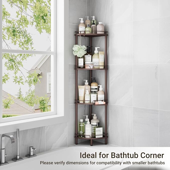 ELYKEN Corner Shower Caddy Standing, 4 Tier Rustproof Metal Shower Organizer - Image 8