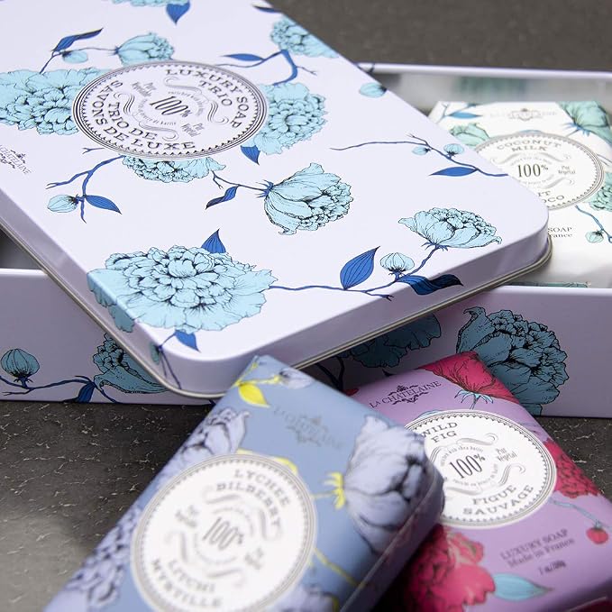 La Chatelaine Luxury Bar Soap Trio Gift Set Tin – Winter White | Made in France - Image 4