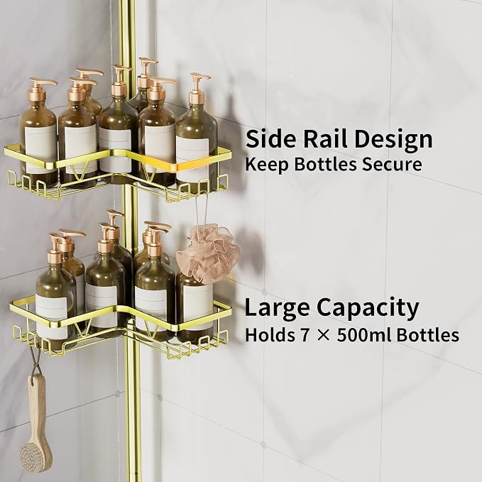 KEGII Corner Gold Shower Caddy Tension Pole - Image 5