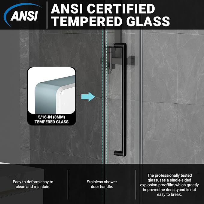 Chabatree Shower Door 60" W x 76" H Frameless Sliding Shower Door, Frameless - Image 4