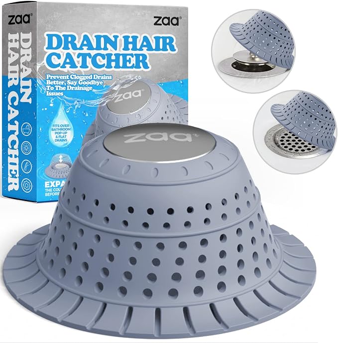 zaa Bathtub Drain Hair Catcher, Premium Silicone Collapsible One Pack Drain by zaa