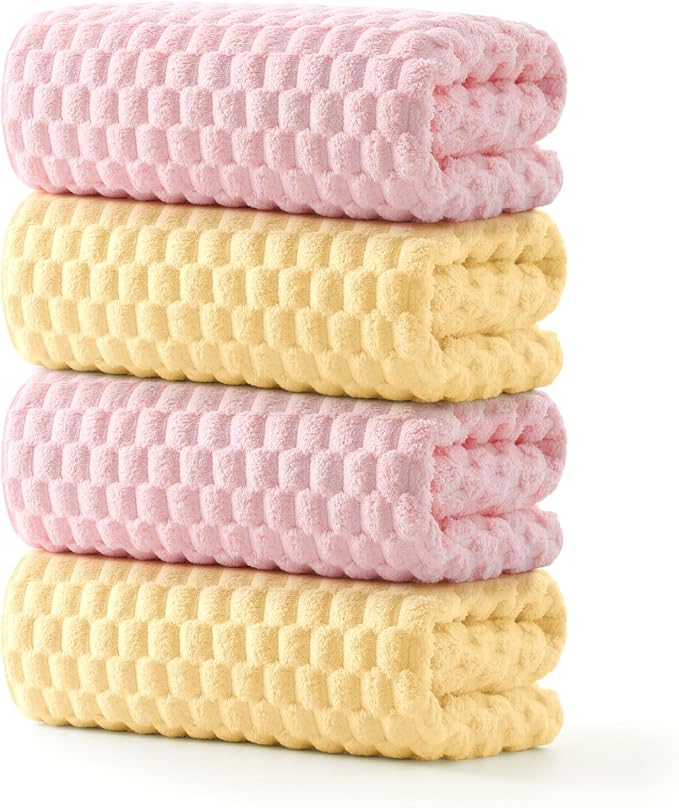 REDKISS Microfiber Bath Towels Set of 4-27x55 Inch Large Waffle Bath Towels by REDKISSOnline