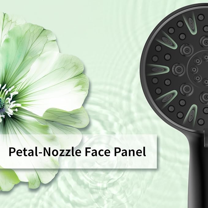 Matte Black Shower Head, 6 Spray Modes Handheld Showerhead, High Pressure - Image 9