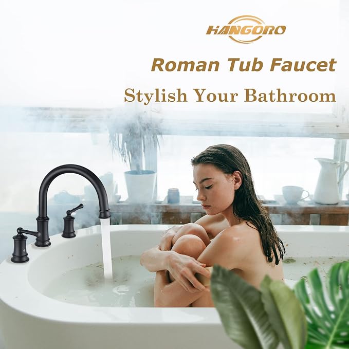 Matte Black Roman Tub Faucet, Antique Bathtub Faucet Set 3 Hole, High Flow Bath - Image 2