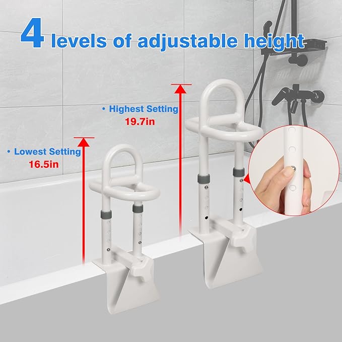 Adjustable Bathtub Safety Rail, Shower Grab Bars Handle - Image 4