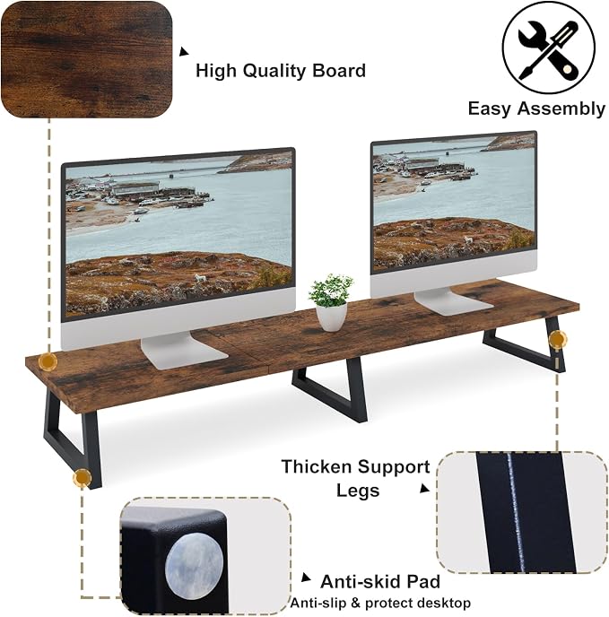 TEAMIX 42 inch Large, Rustic Brown Extra Long TV - Image 4