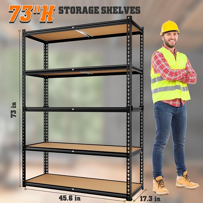 LEVELEVE 5-Tier Heavy Duty Storage Shelving Unit, 2000 lbs Capacity, Adjustable - Image 3