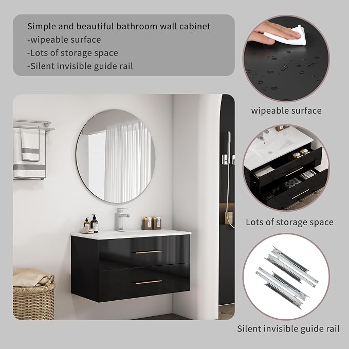 36" Wall Mounted Bathroom Vanity - Image 6
