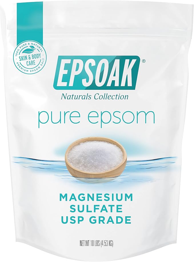 Epsoak Epsom Salt 10 lb. Magnesium Sulfate USP. Resealable Epsom Salt Bulk Bags by Epsoak