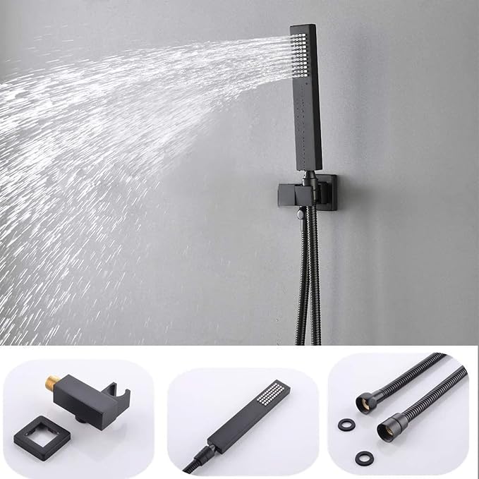 Matte Black 16X24 inch Ceiling Mounted Shower Head Set, Digital Display Shower - Image 6