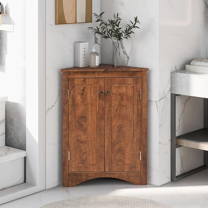 Corner Storage Cabinet with Adjustable Shelves, Triangle Bathroom & Kitchen by PRINKROOMY