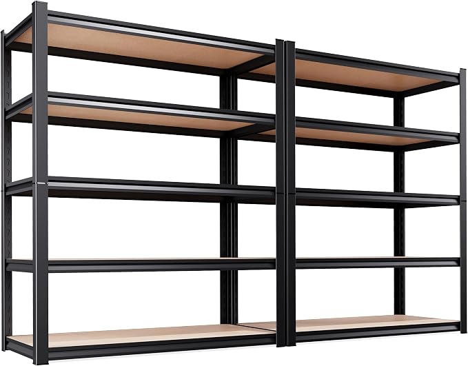 AOARGG Set of 2 Storage Shelves, 2500LBS Heavy Duty Garage Shelving, 5-Tier by Unknown