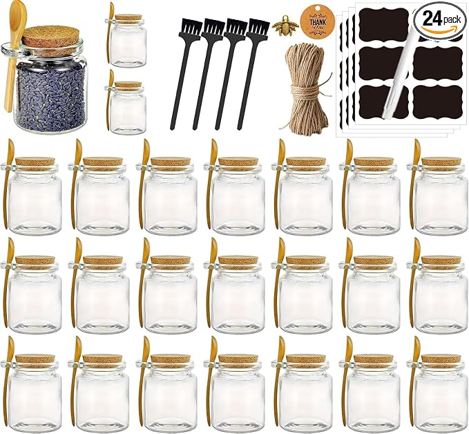 Ahhute Glass Sugar Scrubs Jars, Bath Salt Container, Snacks Spice Jars w/Bamboo by Ahhute
