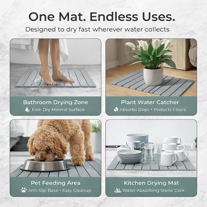 Foldable Stone Bath Mat – Premium Diatomaceous Earth Quick Dry Bathroom Mat - Image 2