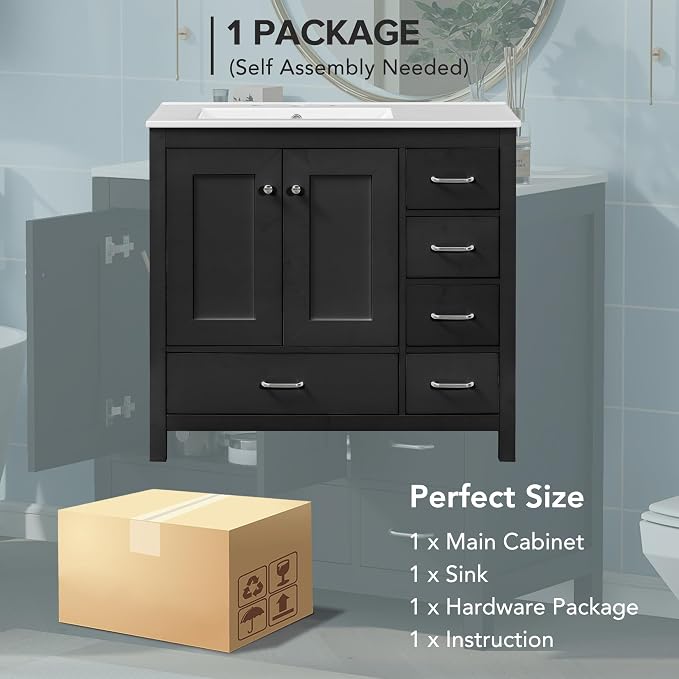 Harper & Bright Designs 36" Bathroom Vanity - Image 9