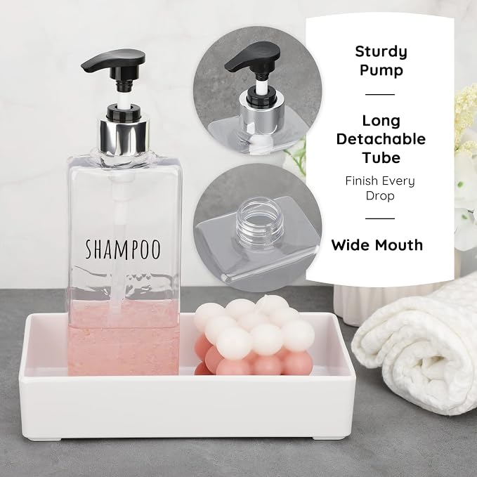 Segbeauty 3pcs Clear Soap Dispenser, 16.9oz Refillable Shampoo Conditioner - Image 3