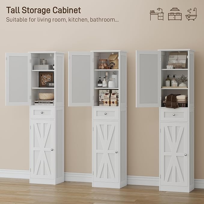 67" H Tall Bathroom Cabinet, Narrow Storage Cabinet - Image 7