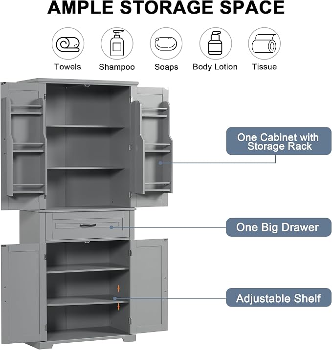 Favfurish 72" Tall Bathroom Storage Cabinet - Image 5