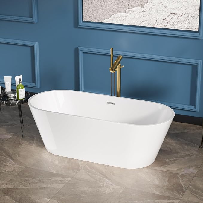 Sarlai 67 Inch Acrylic Freestanding Soaking Bathtub Contemporary Soaking White - Image 3