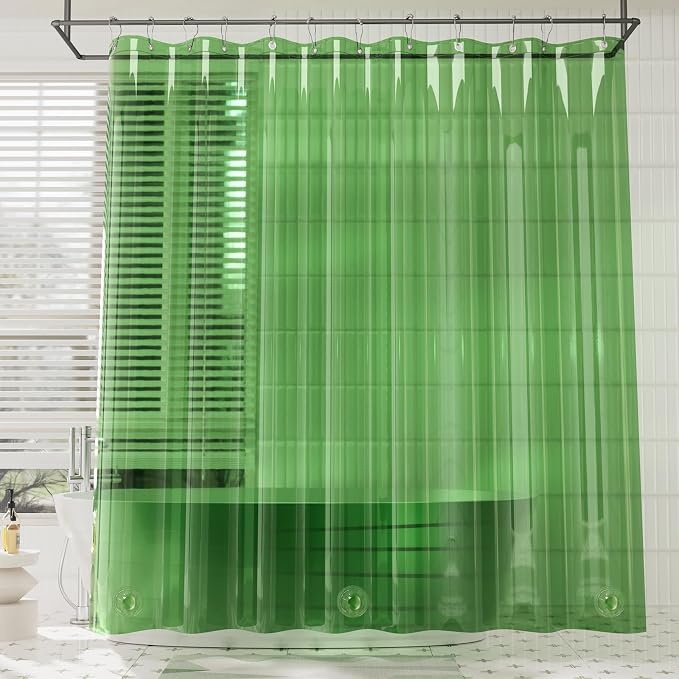 AmazerBath Premium EVA Shower Curtain Clear Pine Green, Luxury Shower Curtain - Image 2