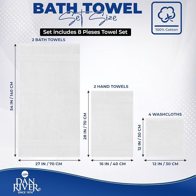 DAN RIVER 8 PC Luxury Bath Towels - Image 2