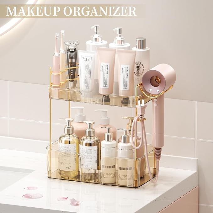 2 Tier Gold Bathroom Counter Organizer - Image 8