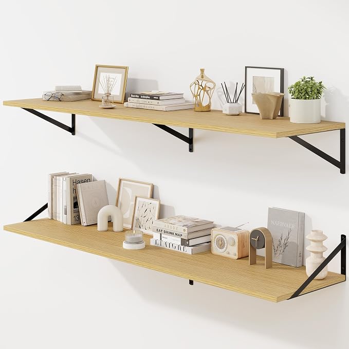 Fun Memories Floating Shelves for Wall, 12 Inch Deep Floating Shelves Set of 2 by FunMemories