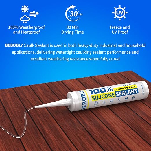 Silicone Caulk & Sealant Clear, 100% Waterproof Silicone Sealant, Shrink & - Image 4