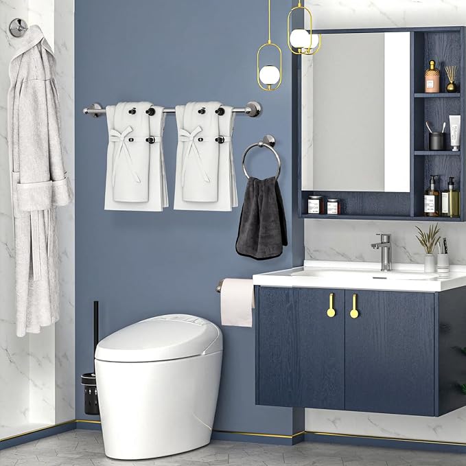 4 Piece Bathroom Hand Towel Holder Set, Adjustable Towel Racks - Image 4