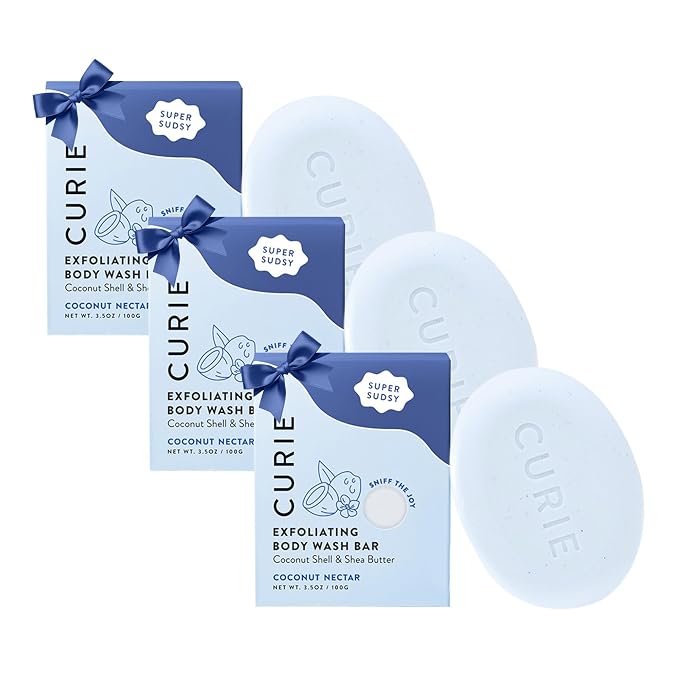 Curie Coconut Nectar Exfoliating Body Wash Bar – Natural, Sulfate-Free Formula by Curie