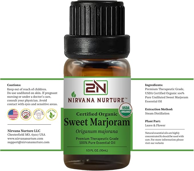 Sweet Marjoram Essential Oil USDA Certified Organic, 100% Pure Natural Premium - Image 8