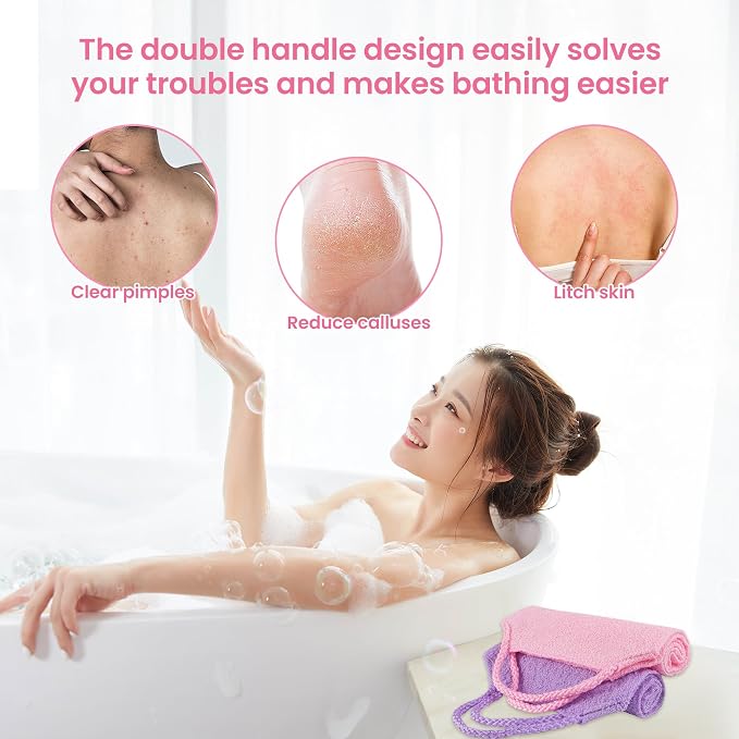 3 Pcs Double-Sided Back Exfoliator Body Scrub Towel, Exfoliating Back Scrubber - Image 5