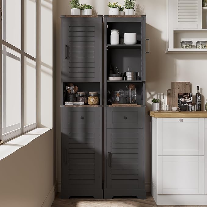 ChooChoo Farmhouse Storage Cabinet, Tall Bathroom Storage Cabinet - Image 4