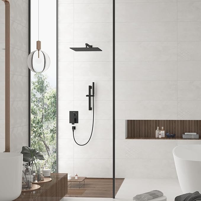 Hoimpro Shower System with Adjustable Slide Bar, 12 Inch Square Rain Shower - Image 2