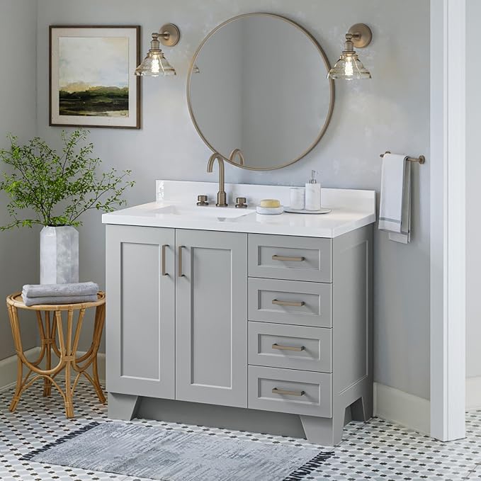 ARIEL Taylor 42 Inch Grey Bathroom Vanity - Image 9