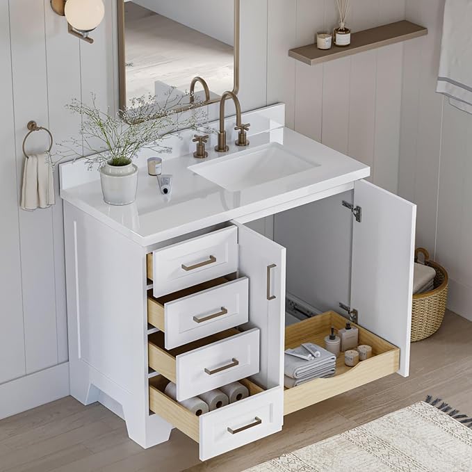 ARIEL 43" White Bathroom Vanity - Image 3