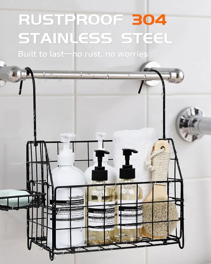 Large Rustproof Shower Caddy Hanging, 304 Stainless Steel Hanging Shower - Image 2