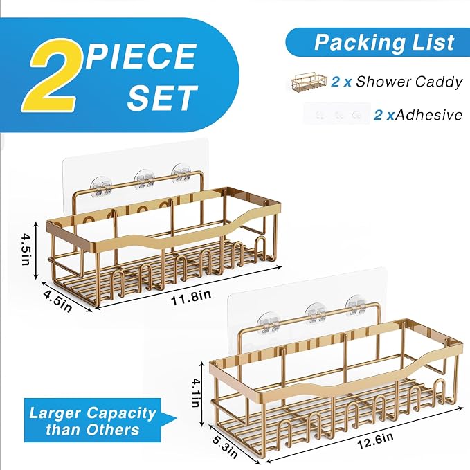EUDELE Shower Caddy 2 Pack, Adhesive Organizer - Image 2