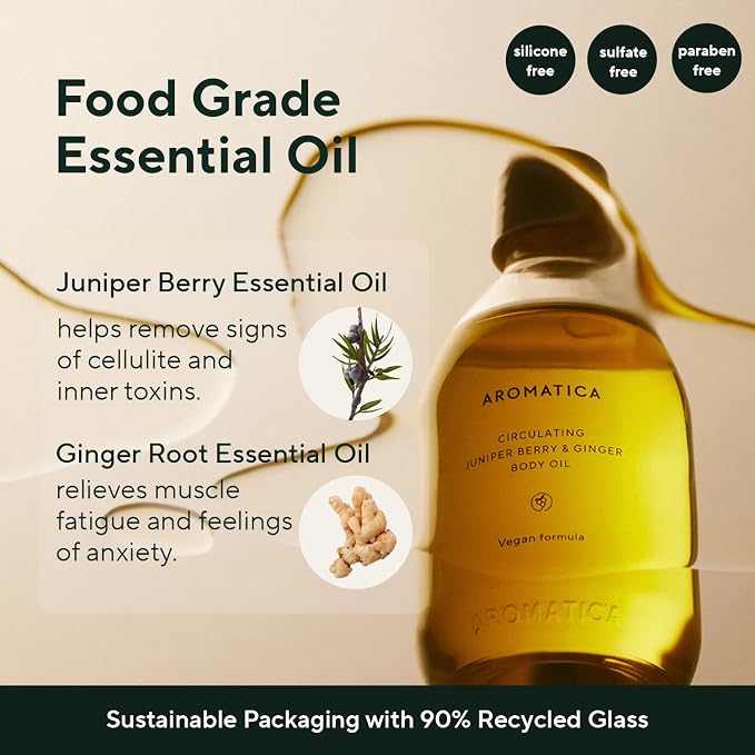 AROMATICA Circulating Body Oil Juniper Berry & Ginger -3.38 fl. oz. - Image 3