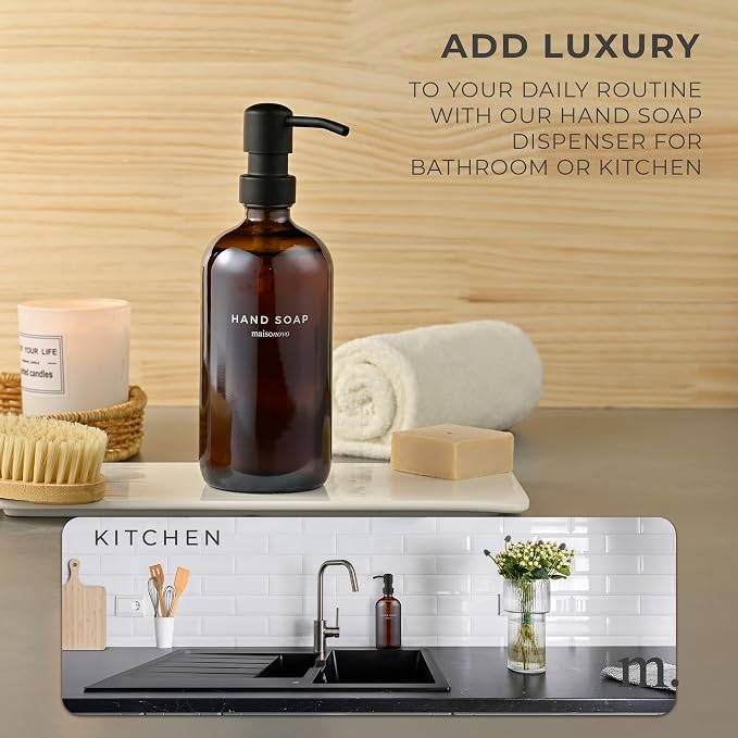 MaisoNovo Soap Dispenser 1-Piece Set | 16.9oz Amber Bottles - Image 3