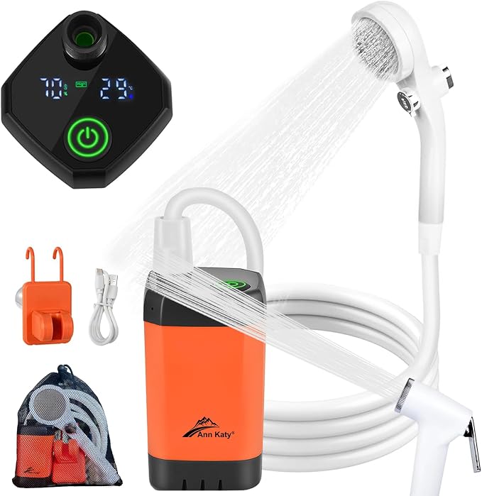 Portable Camping Shower Outdoor Camp Shower Pump, Upgrade Rechargeable Electric by AnnKaty