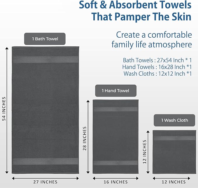 DAN RIVER 100% Ring Spun Cotton 3-Piece Towel Set, Bath Towel, Hand Towel and - Image 4