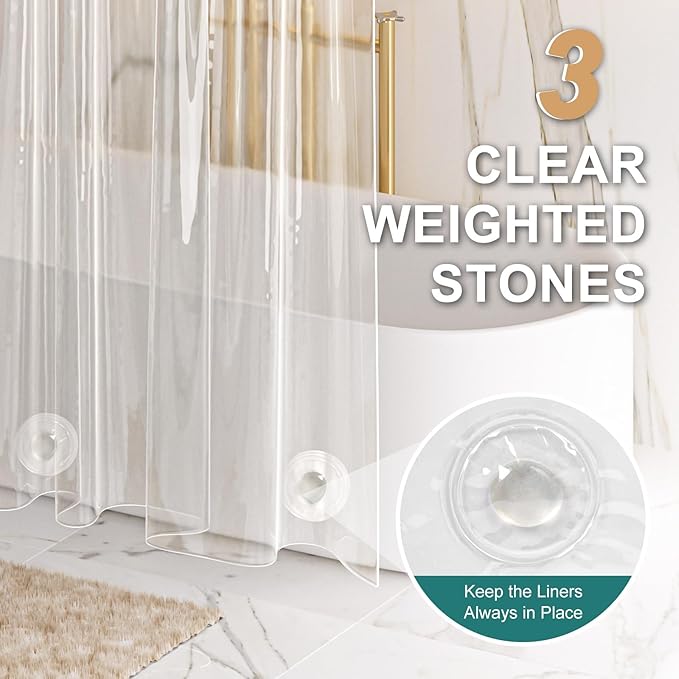 AmazerBath Heavy Duty Shower Curtain Liner 12 Gauge, 72 x 96 Inches Clear - Image 4