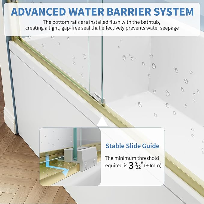 56-60″x 58″ Semi-Frameless Sliding Bathtub Shower Door, 1/4" Tempered Glass - Image 5